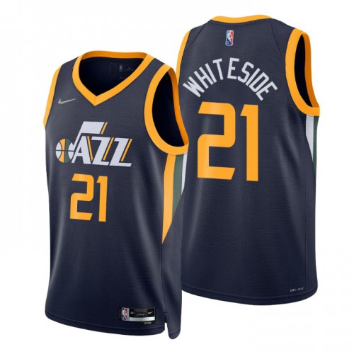 Utah Jazz #21 Hassan Whiteside Navy Mens 2021-22 75th Anniversary Diamond Swingman Jersey - Icon Edition Mens