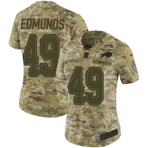 Bills #49 Tremaine Edmunds Camo Women's Stitched Limited 2018 Salute To Service Jersey