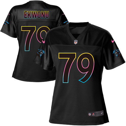Panthers #79 Ikem Ekwonu Black Women's Fashion Game Jersey
