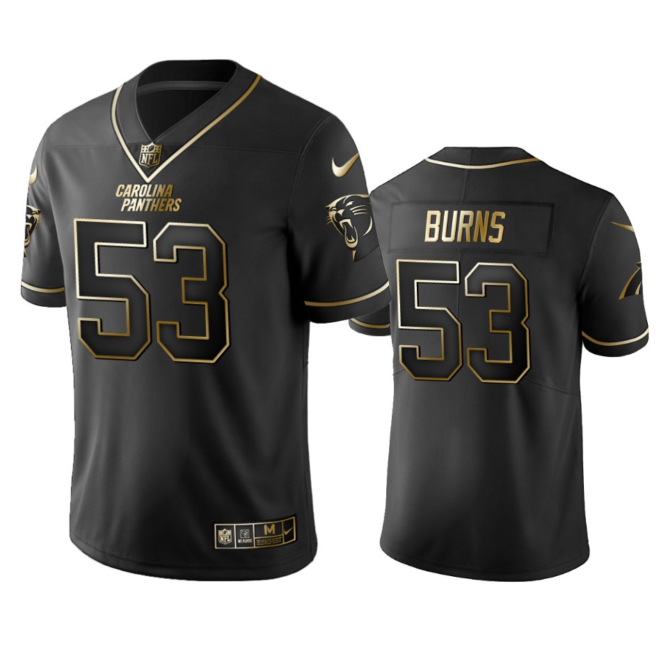 Panthers #53 Brian Burns Men's Stitched Vapor Untouchable Limited Black Golden Jersey