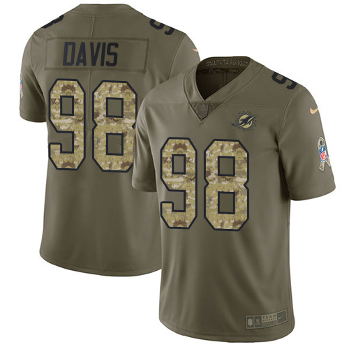 Miami Dolphins #98 Raekwon Davis Olive/Camo Youth Stitched Limited 2017 Salute To Service Jersey Youth
