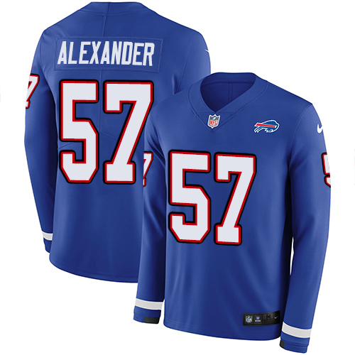 Buffalo Bills #57 Lorenzo Alexander Royal Blue Team Color Men's Stitched Limited Therma Long Sleeve Jersey Men's