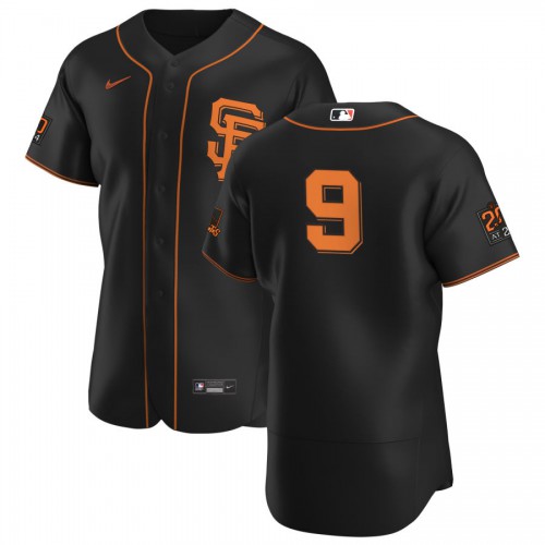 San Francisco San Francisco Giants #9 Brandon Belt Men's Black Alternate 2020 Authentic 20 at 24 Patch Player Jersey Men's