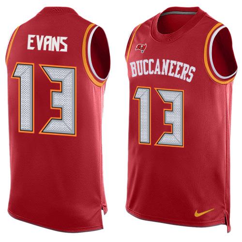 Buccaneers #13 Mike Evans Red Team Color Men's Stitched Limited Tank Top Jersey