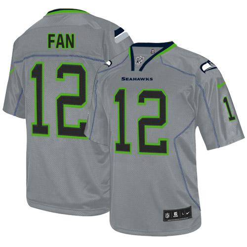 Seahawks #12 Fan Lights Out Grey Men's Stitched Elite Jersey