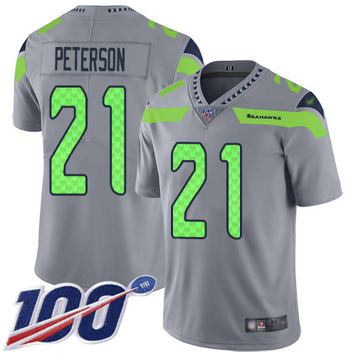 Seattle Seahawks #21 Adrian Peterson Gray Men's Stitched Limited Inverted Legend 100th Season Jersey Men's