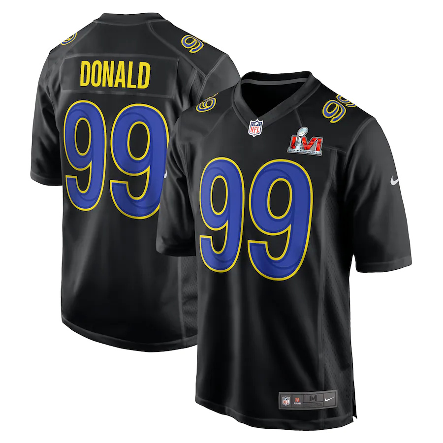 Rams #99 Aaron Donald Black Men's Super Bowl LVI Bound Game Fashion Jersey