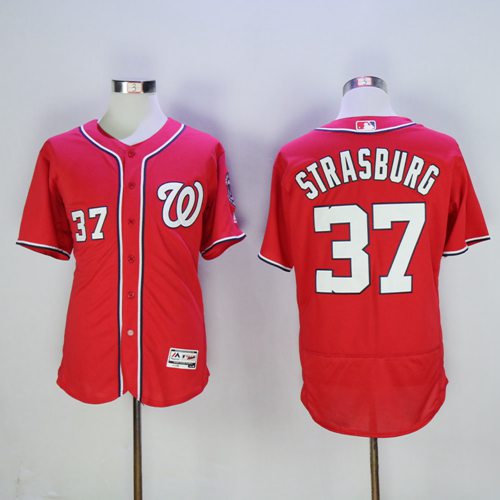Washington Nationals #37 Stephen Strasburg Red Flexbase Authentic Collection Stitched Jersey Men's