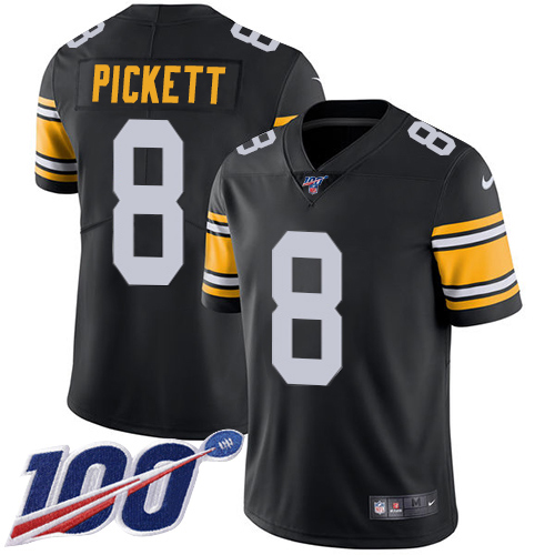 Steelers #8 Kenny Pickett Black Alternate Youth Stitched 100th Season Vapor Limited Jersey