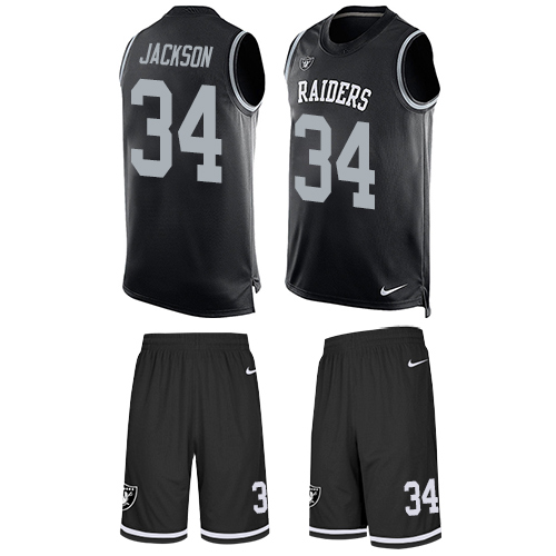 Raiders #34 Bo Jackson Black Team Color Men's Stitched Limited Tank Top Suit Jersey