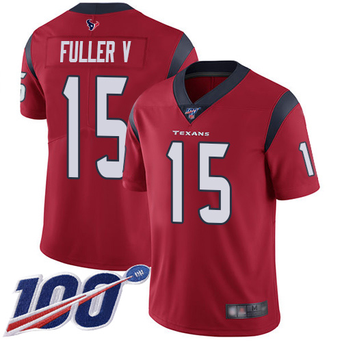 Houston Texans #15 Will Fuller V Red Alternate Men's Stitched 100th Season Vapor Limited Jersey Men's