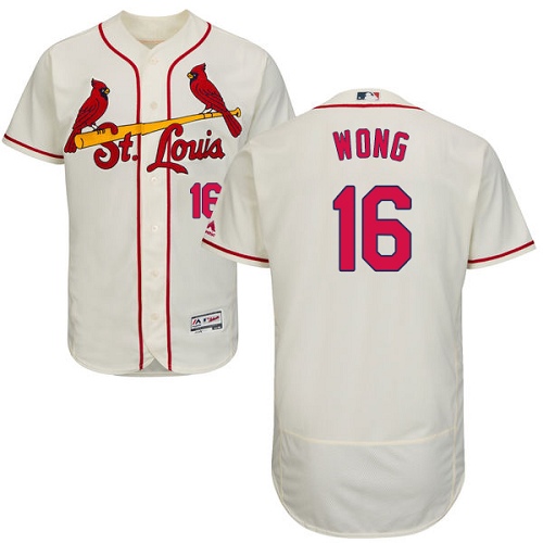 St.Louis Cardinals #16 Kolten Wong Cream Flexbase Authentic Collection Stitched Jersey Men's