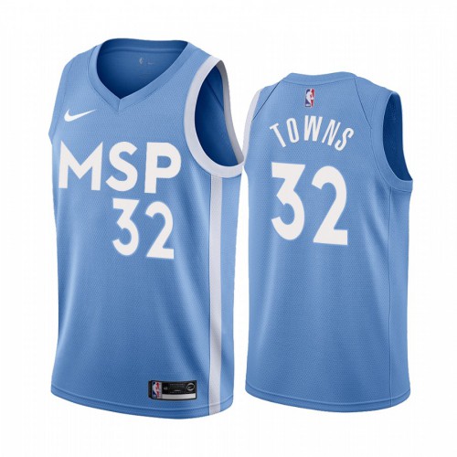 Minnesota Timberwolves #32 Karl-Anthony Towns Mens Unveil 2019-20 City Edition Swingman Jersey Blue Mens