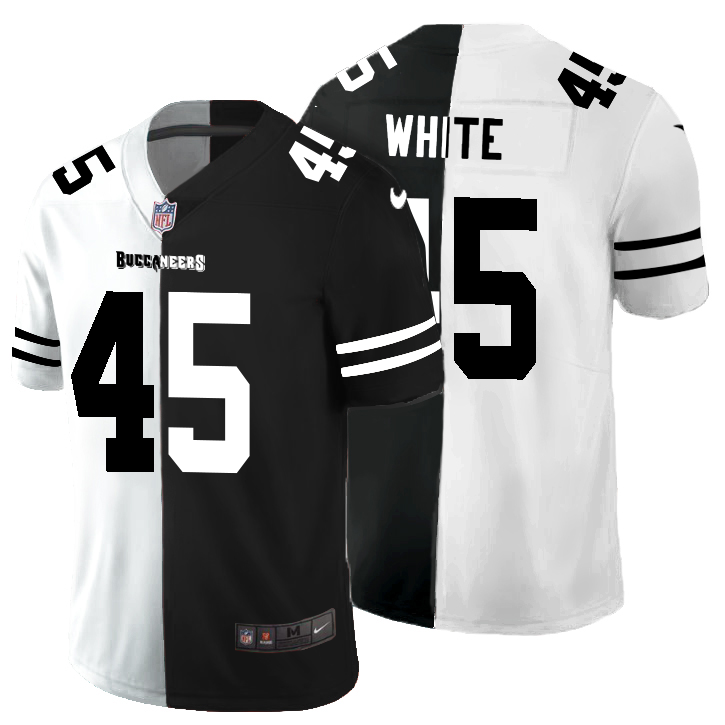 Tampa Bay Buccaneers #45 Devin White Men's Black V White Peace Split Vapor Untouchable Limited Jersey