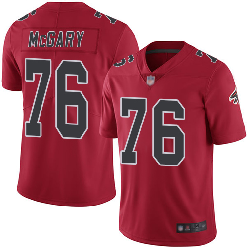 Atlanta Falcons #76 Kaleb McGary Red Youth Stitched Limited Rush Jersey Youth
