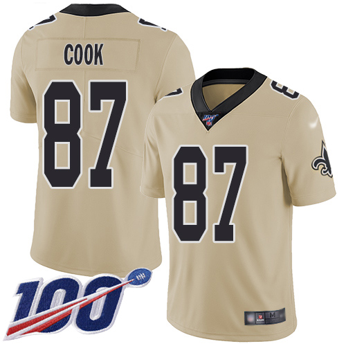 New Orleans Saints #87 Jared Cook Gold Men's Stitched Limited Inverted Legend 100th Season Jersey Men's