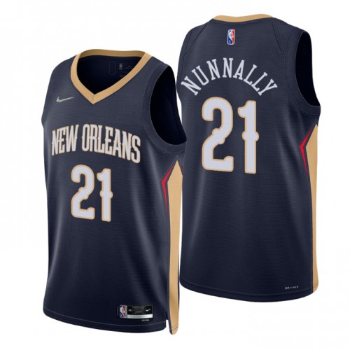 New Orleans Pelicans #21 James Nunnally Navy Mens 2021-22 75th Anniversary Diamond Swingman Jersey - Icon Edition Mens