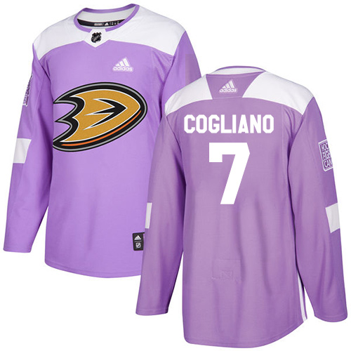Adidas Anaheim Ducks #7 Andrew Cogliano Purple Authentic Fights Cancer Stitched Jersey Men's