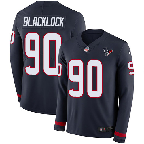 Houston Texans #90 Ross Blacklock Navy Blue Team Color Men's Stitched Limited Therma Long Sleeve Jersey Men's