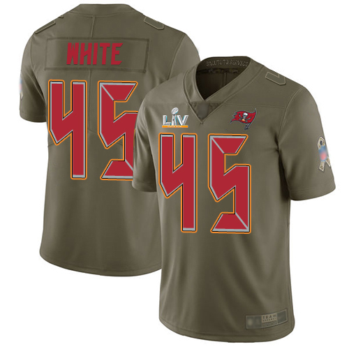 Buccaneers #45 Devin White Olive Men's Super Bowl LV Bound Stitched Limited 2017 Salute To Service Jersey
