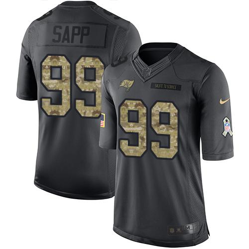 Tampa Bay Buccaneers #99 Warren Sapp Black Men's Stitched Limited 2016 Salute to Service Jersey Men's