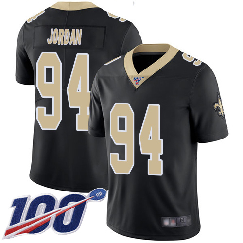 New Orleans Saints #94 Cameron Jordan Black Team Color Men's Stitched 100th Season Vapor Limited Jersey Men's