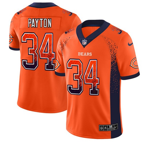 Bears #34 Walter Payton Orange Alternate Men's Stitched Limited Rush Drift Fashion Jersey