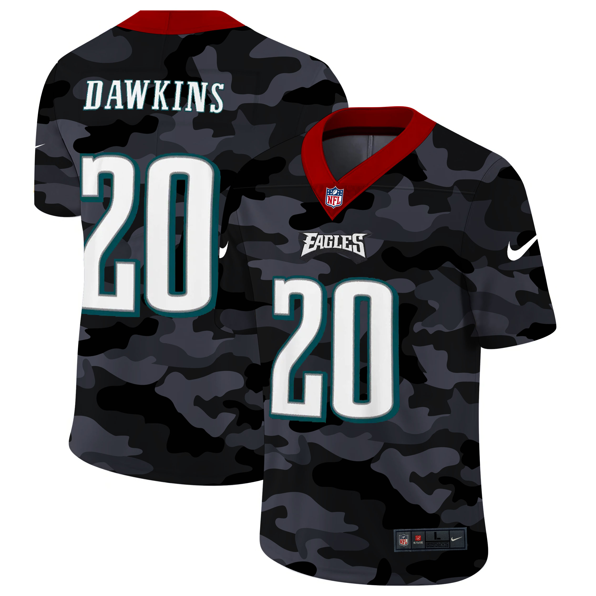 Philadelphia Eagles #20 Brian Dawkins Men's 2020 Black CAMO Vapor Untouchable Limited Stitched Jersey