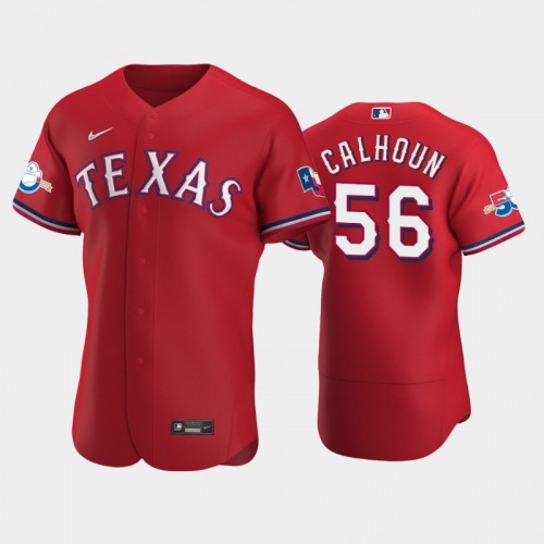 Texas Texas Rangers #56 Kole Calhoun Authentic 50th Anniversary Men's Alternate Jersey - Red Men's