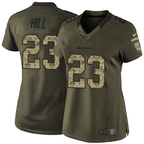 Bengals #23 Daxton Hill Green Women's Stitched Limited 2015 Salute To Service Jersey