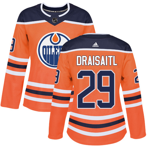Adidas Edmonton Oilers #29 Leon Draisaitl Orange Home Authentic Women's Stitched Jersey Womens