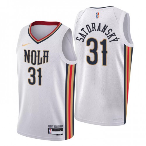 New Orleans New Orleans Pelicans #31 Tomas Satoransky Mens White 2021/22 Swingman Jersey - City Edition Mens