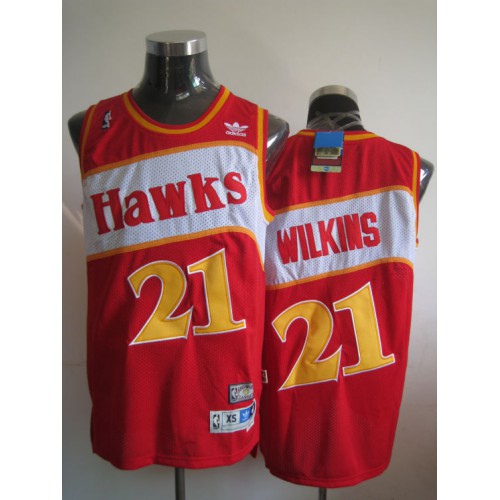 Atlanta Hawks #21 Dominique Wilkins Red Stitched Throwback Jersey Mens