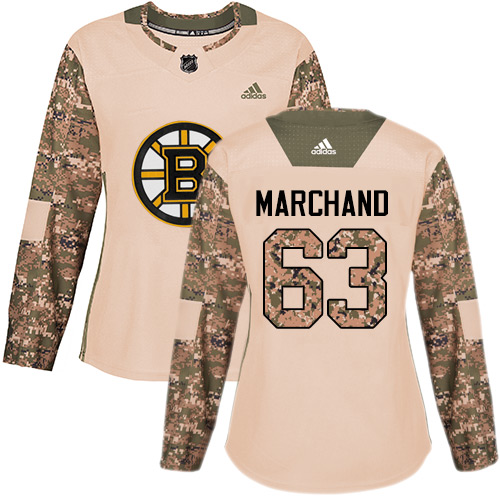 Adidas Boston Bruins #63 Brad Marchand Camo Authentic 2017 Veterans Day Women's Stitched Jersey Womens