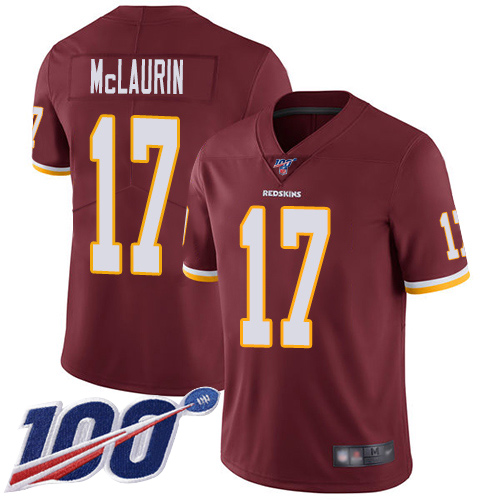 Commanders #17 Terry McLaurin Burgundy Red Team Color Men's Stitched 100th Season Vapor Limited Jersey