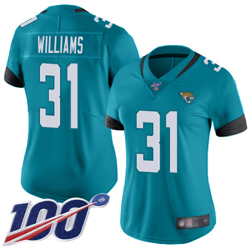 Jaguars #31 Darious Williams Teal Green Alternate Women's Stitched 100th Season Vapor Untouchable Limited Jersey