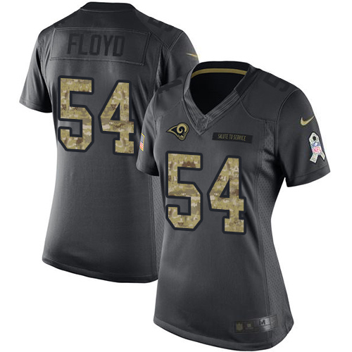 Los Angeles Rams #54 Leonard Floyd Black Women's Stitched Limited 2016 Salute to Service Jersey Womens