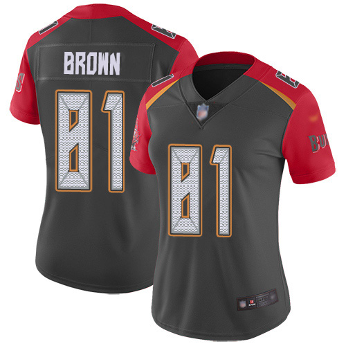Tampa Bay Buccaneers #81 Antonio Brown Gray Women's Stitched Limited Inverted Legend Jersey Womens