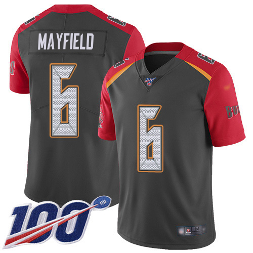 Buccaneers #6 Baker Mayfield Gray Youth Stitched Limited Inverted Legend 100th Season Jersey