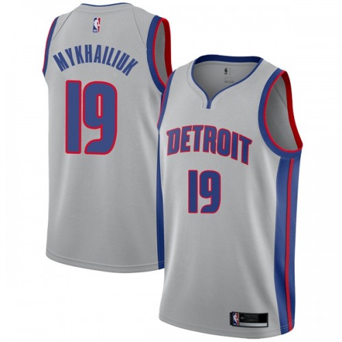 Detroit Pistons #19 Sviatoslav Mykhailiuk Silver Womens Swingman Statement Edition Jersey Womens