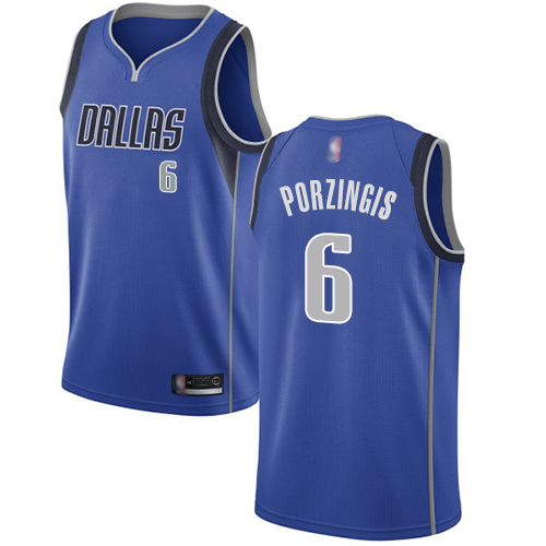 Dallas Mavericks #6 Kristaps Porzingis Royal Youth Swingman Icon Edition Jersey Youth