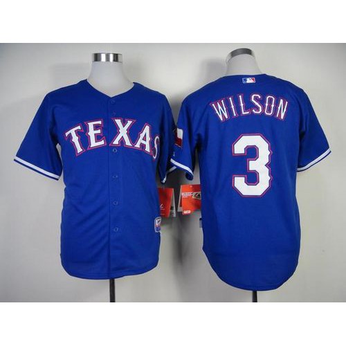 Texas Rangers #3 Russell Wilson Blue Cool Base Stitched Jersey Men's