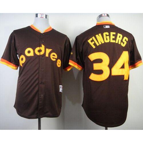 San Diego Padres #34 Rollie Fingers Coffee 1984 Turn Back The Clock Stitched Jersey Men's