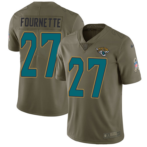 Jaguars #27 Leonard Fournette Olive Youth Stitched Limited 2017 Salute To Service Jersey