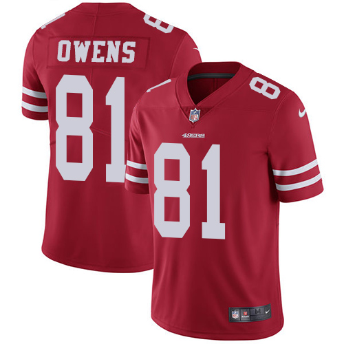 San Francisco 49ers #81 Terrell Owens Red Team Color Men's Stitched Vapor Untouchable Limited Jersey Men's