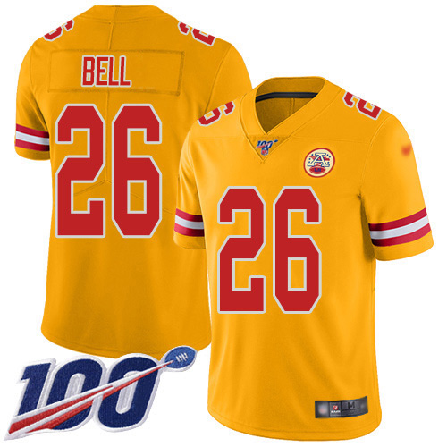 Kansas City Chiefs #26 Le'Veon Bell Gold Men's Stitched Limited Inverted Legend 100th Season Jersey Men's