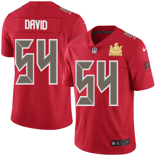 Buccaneers #54 Lavonte David Red Youth Super Bowl LV Champions Stitched Limited Rush Jersey