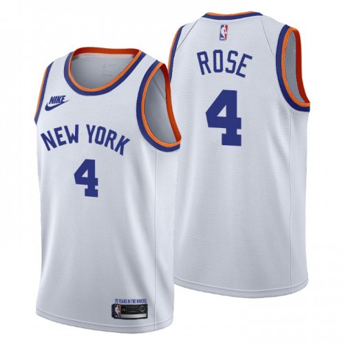 New York New York Knicks #4 Derrick Rose Mens Releases Classic Edition 75th Anniversary Jersey White Mens