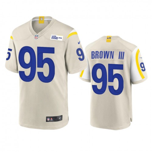 Los Angeles Los Angeles Rams #95 Bobby Brown III Men's Game Jersey - Bone Men's