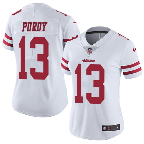 49ers #13 Brock Purdy White Women's Stitched Vapor Untouchable Limited Jersey